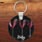 Porte-clés Cocktails rouges en verre de martini à la cerise (Verso)