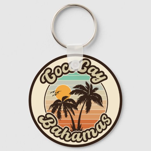 Porte-clés Coco Cay Bahamas Retro Sunset Souvenirs 60s (Recto)
