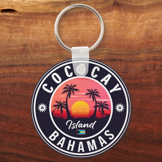 Porte-clés Coco Cay Bahamas Retro Sunset Souvenirs 80s (Verso)