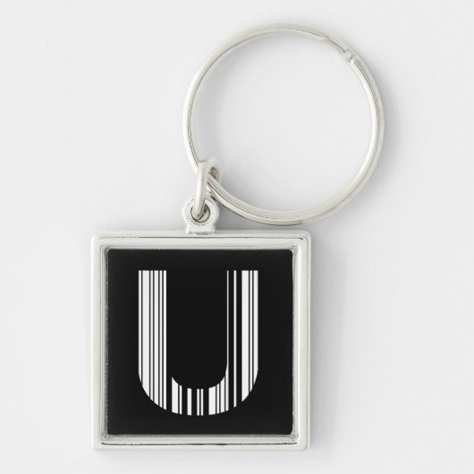 Porte-clés CODE À BARRES DE LA LETTRE U Premier motif de code (Devant)