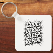Porte-clés Code Débogage Sommeil Répéter (Recto)