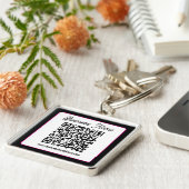 Porte-clés Code QR avec écriture cursive de script (Côté)