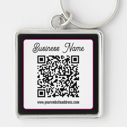 Porte-clés Code QR avec écriture cursive de script (Devant)