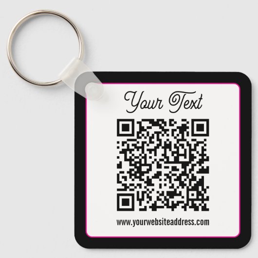 Porte-clés Code QR avec écriture cursive de script (Recto)