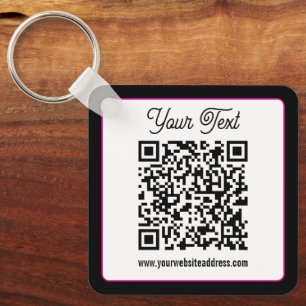 Porte-clés Code QR avec écriture cursive de script