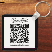 Porte-clés Code QR avec écriture cursive de script (Verso)