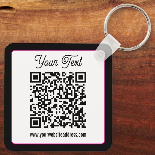 Porte-clés Code QR avec écriture cursive de script (Verso)