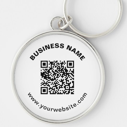 Porte-clés Code QR avec nom d'entreprise Texte circulaire gra (Devant)