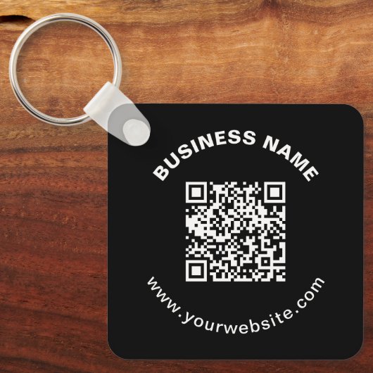 Porte-clés Code QR avec nom d'entreprise Texte circulaire gra (Recto)
