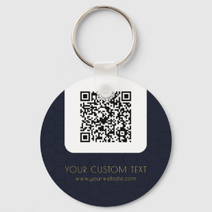 Porte-clés Code QR avec texte personnalisé bleu marine élé