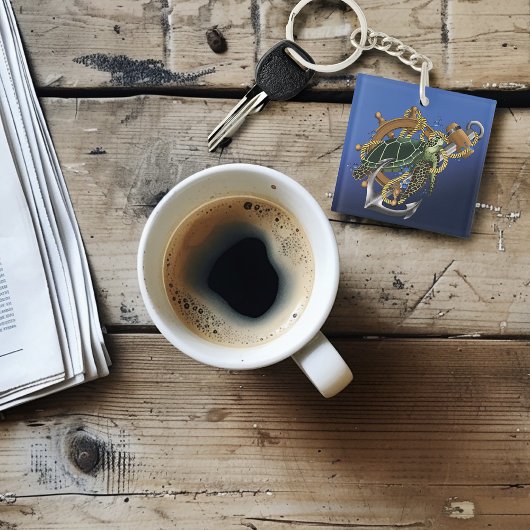 Porte-clés Code QR bleu vert de la tortue marine