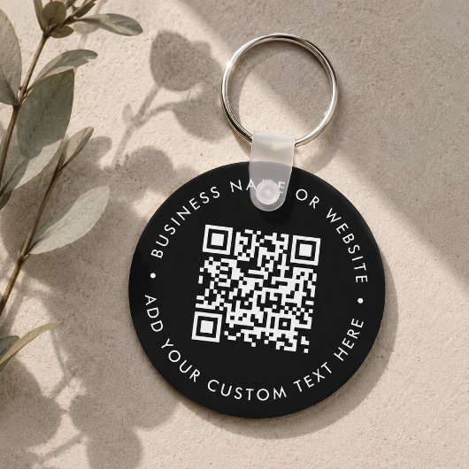 Porte-clés Code QR | Budget Moderne Affaires Noir Rond