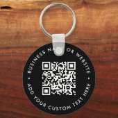 Porte-clés Code QR | Budget Moderne Affaires Noir Rond (Recto)