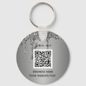 Porte-clés Code QR Business Logo Professionnel Argent (Recto)