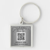 Porte-clés Code QR Business Logo Professionnel Argent (Devant)