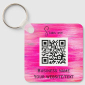 Porte-clés Code QR Business Logo Professionnel Hot Pink (Recto)