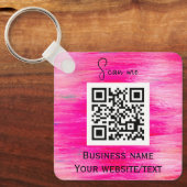 Porte-clés Code QR Business Logo Professionnel Hot Pink (Recto)