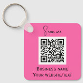 Porte-clés Code QR Business Logo Professionnel Hot Pink (Recto)