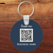 Porte-clés Code QR Business Logo Professionnel Marine Bleu (Recto)