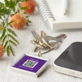Porte-clés Code QR Business Logo Professionnel Purple Moderne (Côté)