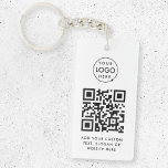 Porte-clés Code QR | Business Logo Professionnel Simple Blanc<br><div class="desc">Un simple modèle de code QR d'entreprise blanc personnalisé dans un style minimaliste moderne qui peut être facilement mis à jour avec le logo de votre entreprise,  le code QR et le texte personnalisé,  par exemple,  scannez-moi vers...  #QRcode #logo #porte - clé #business</div>