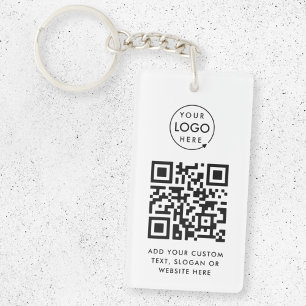 Porte-clés Code QR   Business Logo Professionnel Simple Blanc