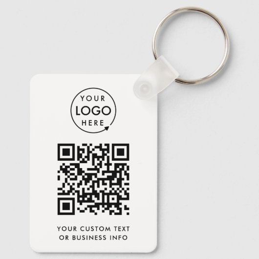 Porte-clés Code QR | Business Logo Professionnel Simple Blanc (Verso)