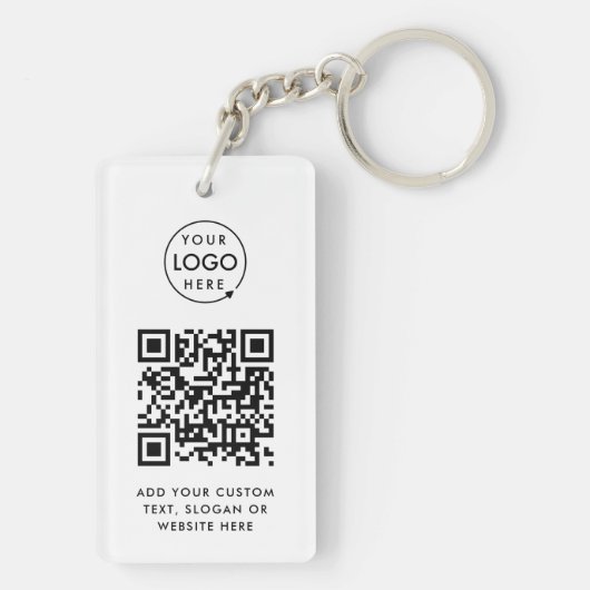 Porte-clés Code QR | Business Logo Professionnel Simple Blanc (Dos)