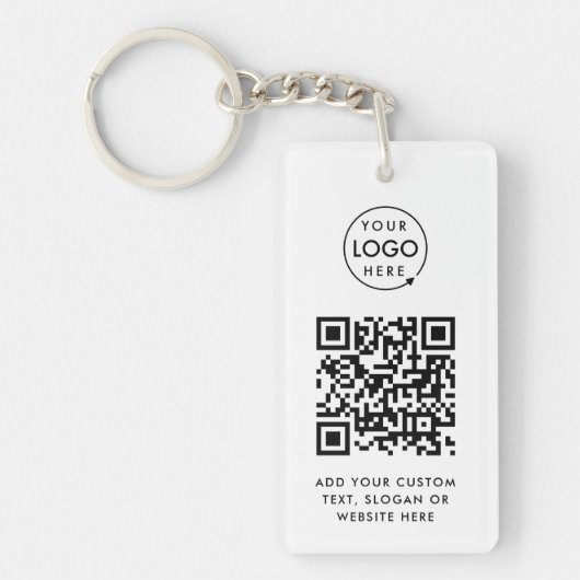 Porte-clés Code QR | Business Logo Professionnel Simple Blanc (Devant)