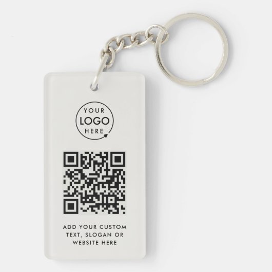 Porte-clés Code QR | Business Logo Professionnel Simple Grey (Dos)
