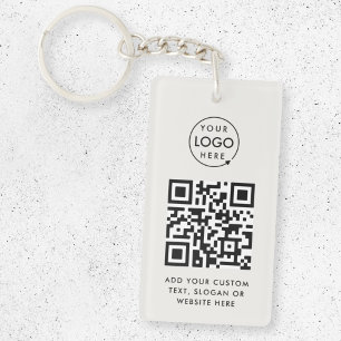 Porte-clés Code QR   Business Logo Professionnel Simple Grey