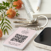 Porte-clés Code QR | Business Logo Professionnel Simple Rose (Devant droit)