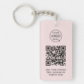 Porte-clés Code QR | Business Logo Professionnel Simple Rose (Devant)