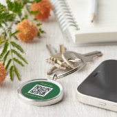 Porte-clés Code QR Business Logo Professionnel Vert (Côté)