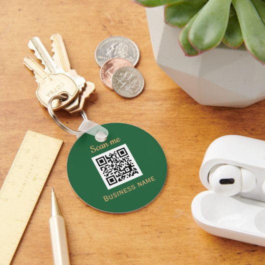 Porte-clés Code QR Business Logo Professionnel Vert Or (Bureau)