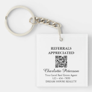 Porte-clés Code QR Cadeau de Référence Immobilier Agent Immob