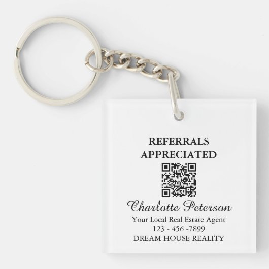 Porte-clés Code QR Cadeau de Référence Immobilier Agent Immob (Devant)