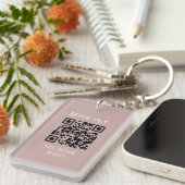 Porte-clés Code QR Cartes de visite rose vierge Votre logo (Devant droit)