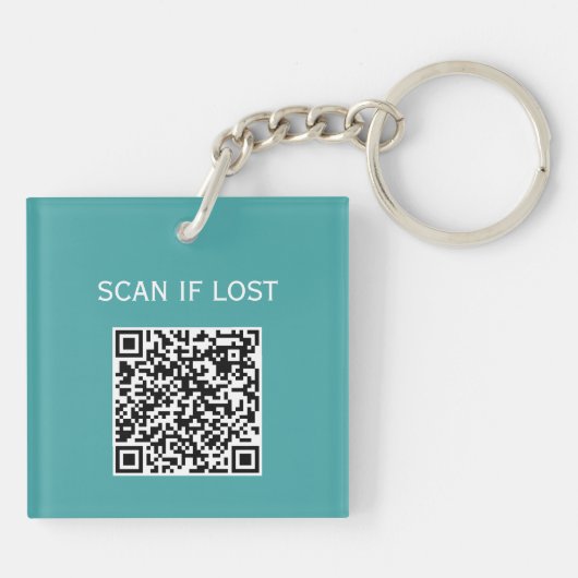 Porte-clés Code QR couleur solide numérisation si Pastel Blue (Dos)