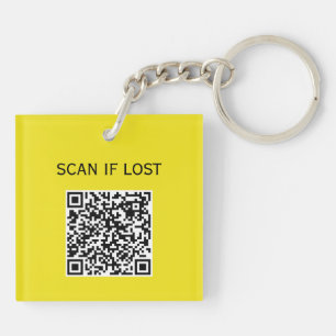 Porte-clés Code QR de couleur unie Scannez si perdu Néon Jaun