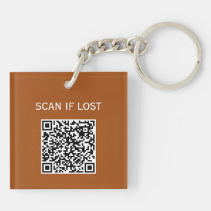 Porte-clés Code QR de couleur unie Scannez si perdu Roux Élég