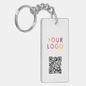 Porte-clés Code QR de l'entreprise Logo Blanc (Devant gauche)
