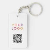 Porte-clés Code QR de l'entreprise Logo Blanc (Dos)