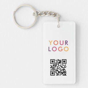 Porte-clés Code QR de l'entreprise Logo Blanc