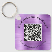 Porte-clés Code QR de l'entreprise Promotionnel Violet (Recto)