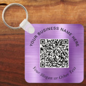 Porte-clés Code QR de l'entreprise Promotionnel Violet (Recto)