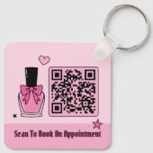 Porte-clés Code QR de lettrage gothique rose et noir pour tec (Dos)