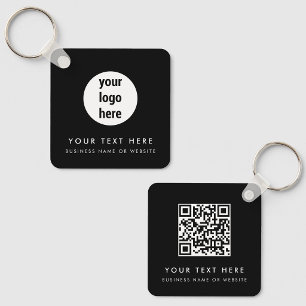 Porte-clés Code QR de logo d'entreprise Minimaliste noir Entr