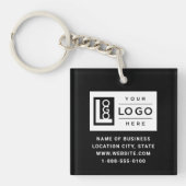 Porte-clés Code QR de logo d'entreprise noire marquée (Devant)