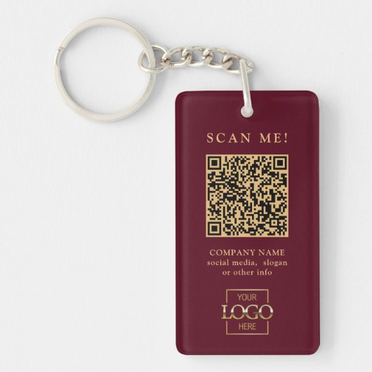 Porte-clés Code QR de logo d'entreprise sur mesure moderne (Devant)